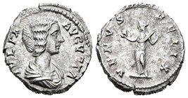 Julia Domna. Denario. 199 d.C. Laodicea. (Spink-6609 variante). (Ric-646). Rev.: VENVS FELIX. Venus en pie a izquierda con manzana. Ag. 3,33 g. MBC+. ...