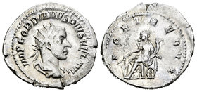 Gordiano III. Antoniniano. 243-4 d.C. Roma. (Spink-8612). (Ric-143). Rev.: FORT REDVX. Fortuna sentada a izquierda con timón y cuerno de la abundancia...