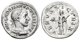 Gordiano III. Denario. 241-2 d.C. Roma. (Spink-8683). (Ric-131). Rev.:  VENVS VICTRIX. Venus en pie a izquierda con casco y cetro descansando sobre es...