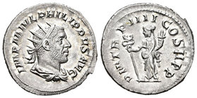 Filipo I. Antoniniano. 247 d.C. Roma. (Spink-8946). (Ric-4). Rev.: P M TR P IIII COS II P P. Felicitas en pie a izquierda con caduceo y cuerno de la a...