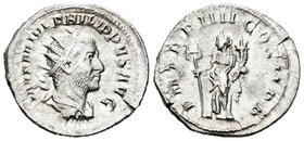 Filipo I. Antoniniano. 247 d.C. Roma. (Spink-8946). (Ric-4). Rev.: P M TR P IIII COS II P P. Felicitas en pie a izquierda con largo caduceo y cuerno d...