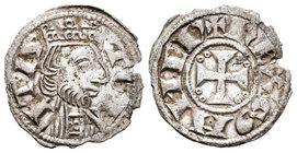 Reino de Castilla y León. Sancho III (1157-1158). Dinero. Toledo. (Bautista-259). Anv.: TOLETA. Rev.: +REX SANCII. Ve. 0,73 g. Buen ejemplar. Rara. EB...