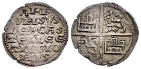 Reino de Castilla y León. Alfonso X (1252-1284). Dinero de seis líneas. (Bautista-368). Ve. 0,92 g. Primera emisión. Creciente en primer cuadrante. Ve...