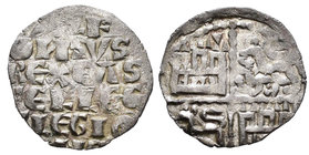 Reino de Castilla y León. Alfonso X (1252-1284). Dinero de seis líneas. (Bautista-372). (Abm-no cita). Ve. 0,95 g. Ceca triángulo en el primer cuadran...