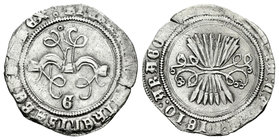 Fernando e Isabel (1474-1504). 1/2 real. Granada. (Cal-443). Ag. 1,53 g. MBC+. Est...70,00.