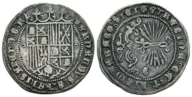 Fernando e Isabel (1474-1504). 1 real. Granada. (Cal-316). Ag. 3,06 g. Escudo entre roeles. MBC/MBC+. Est...100,00.