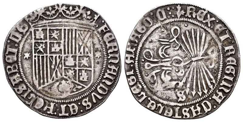 Fernando e Isabel (1474-1504). 1 real. Sevilla. (Cal-367). Ag. 3,02 g. Escudo en...