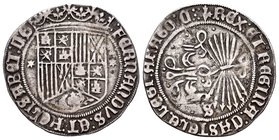 Fernando e Isabel (1474-1504). 1 real. Sevilla. (Cal-367). Ag. 3,02 g. Escudo entre estrellas y S en reverso. MBC. Est...50,00.