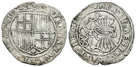 Fernando e Isabel (1474-1504). 1 real. Toledo. (Cal-406). Ag. 3,25 g. Escudo entre T-M. MBC-. Est...70,00.