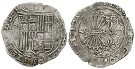 Fernando e Isabel (1474-1504). 2 reales. Granada. R. (Cal-249). Ag. 6,77 g. Las "N" de la leyenda invertidas. MBC-. Est...100,00.