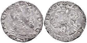 Felipe II (1556-1598). 4 taris. 1559. Messina. TP. (Vti-175). (Cru-4272d). Ag. 11,67 g. Leve doble acuñación. Buen ejemplar. Escasa así. EBC-. Est...4...