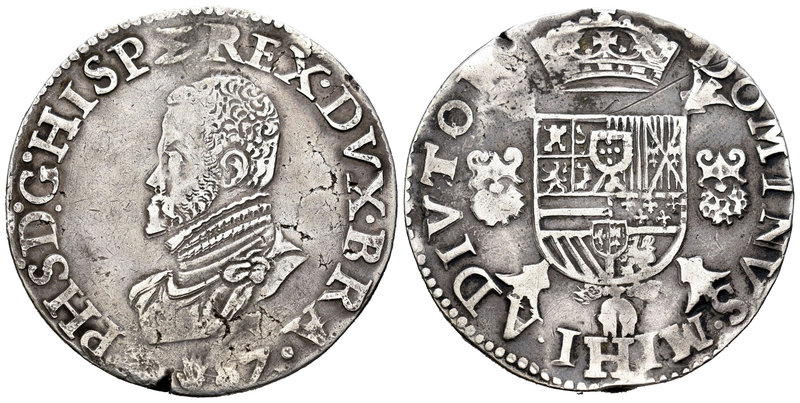 Felipe II (1556-1598). 1 escudo. (15)87. Amberes. (Vanhoudt-362 AN). (Vti-1263)....