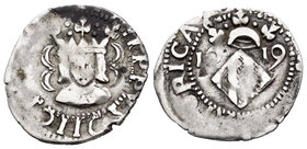 Felipe III (1598-1621). Dieciocheno. 1619. Valencia. (Cal-515). Ag. 1,44 g. Sin puntos a los lados del busto. MBC-. Est...40,00.