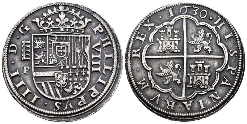 Felipe IV (1621-1665). 8 reales. 1630. Segovia. P. (Cal-563). Ag. 26,75 g. Acued...