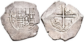 Felipe IV (1621-1665). 8 reales. ¿1645?. México. P. (Cal-345). Ag. 27,14 g. Último dígito de la fecha muy tenue. Escasa. MBC-. Est...220,00.