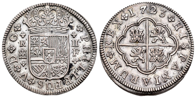 Felipe V (1700-1746). 2 reales. 1723. Segovia. F. (Cal-1404). Ag. 5,86 g. Buen e...