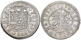 Felipe V (1700-1746). 8 reales. 1710. Madrid. J. (Cal-679). Ag. 24,30 g. Muy escasa. MBC+. Est...1000,00.