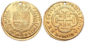 Felipe V (1700-1746). 8 escudos. 1719. Sevilla. J. (Cal-183). (Cal onza-515). Au. 26,44 g. Primer año del tipo. Valor ceca y ensayador en la leyenda d...