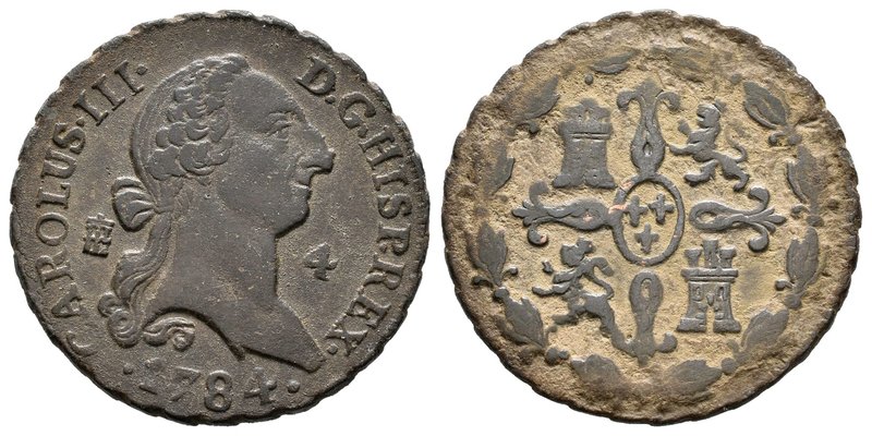 Carlos III (1759-1788). 4 maravedís. 1784. (Cal-1909). Ae. 5,38 g. MBC/MBC-. Est...