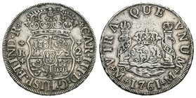 Carlos III (1759-1788). 2 reales. 1761. México. M. (Cal-1325). Ag. 6,79 g. MBC+. Est...130,00.