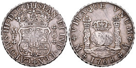 Carlos III (1759-1788). 8 reales. 1768. México. MF. (Cal-908). Ag. 26,76 g. Rayitas. Tono. MBC. Est...180,00.