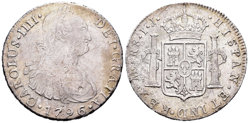 Carlos IV (1788-1808). 8 reales. 1796. Lima. IJ. (Cal-no cita). (Km-97). Ag. 26,...