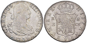 Carlos IV (1788-1808). 8 reales. 1798. Sevilla. CN. (Cal-774). Ag. 26,68 g. MBC. Est...300,00.