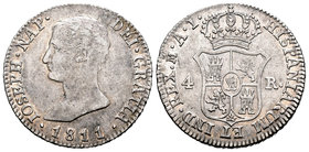 José Napoleón (1808-1814). 4 reales. 1811. Madrid. AI. (Cal-55). Ag. 5,90 g. MBC/MBC+. Est...100,00.