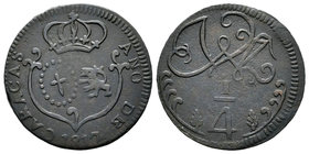 Fernando VII (1808-1833). 1 quarto. 1817. Caracas. (Cal-1509). Ae. 2,47 g. MBC. Est...70,00.