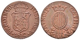 Fernando VII (1808-1833). 3 cuartos. 1812. Cataluña. (Cal-1522). Ae. 6,52 g. Escasa en esta conservación. EBC-. Est...250,00.