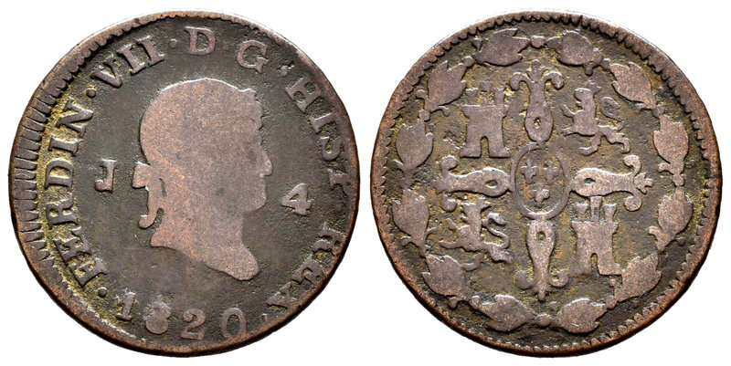 Fernando VII (1808-1833). 4 maravedís. 1820. Jubia. (Cal-1573). (Jubia-027). Ae....