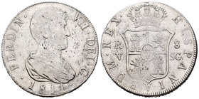 Fernando VII (1808-1833). 8 reales. 1811. Valencia. SG. (Cal-667). Ag. 26,93 g. Muy escasa. MBC+. Est...650,00.