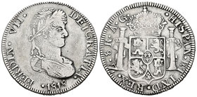 Fernando VII (1808-1833). 8 reales. 1818. Zacatecas. (Cal-689). Ag. 25,68 g. Buen ejemplar para esta ceca. MBC+. Est...150,00.