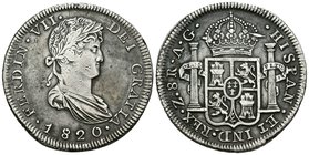 Fernando VII (1808-1833). 8 reales. 1820. Zacatecas. AG. (Cal-695). Ag. 25,44 g. MBC+. Est...120,00.
