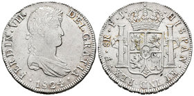 Fernando VII (1808-1833). 8 reales. 1824. Potosí. PJ. (Cal-614). Ag. 26,87 g. MBC+. Est...80,00.