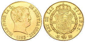Fernando VII (1808-1833). 80 reales. 1822. Madrid. SR. (Cal-218). Au. 6,73 g. EBC-/EBC. Est...260,00.