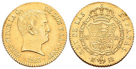 Fernando VII (1808-1833). 80 reales. 1823. Madrid. SR. (Cal-219). Au. 6,75 g. Rayita en anverso. EBC. Est...375,00.