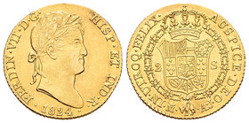 Fernando VII (1808-1833). 2 escudos. 1824. Madrid. AJ. (Cal-221). Au. 6,76 g. Escasa así. EBC. Est...360,00.