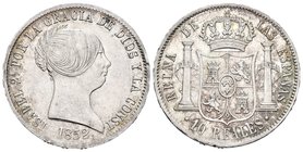 Isabel II (1833-1868). 10 reales. 1852. Barcelona. (Cal-209). Ag. 13,10 g. EBC+. Est...180,00.