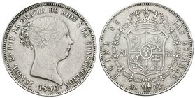 Isabel II (1833-1868). 20 reales. 1850. Madrid. CL. (Cal-170). Ag. 25,91 g. Suave limpieza. MBC+/MBC. Est...120,00.