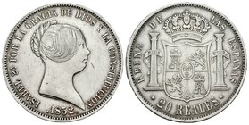 Isabel II (1833-1868). 20 reales. 1852. Madrid. (Cal-173). Ag. 25,96 g. Suave limpieza. EBC-. Est...125,00.