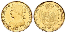 Isabel II (1833-1868). 10 escudos. 1868*18-68. Madrid. (Cal-47). 8,51 g. Falsa de época en platino. MBC+. Est...300,00.