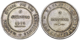Revolución Cantonal. 5 pesetas. 1873. Cartagena (Murcia). (Cal). Ag. 8,54 g. Coincidente. MBC+. Est...250,00.