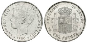 Alfonso XIII (1886-1931). 1 peseta. 1900*19-00. Madrid. SMV. (Cal-44). Ag. 4,97 g. EBC+. Est...60,00.
