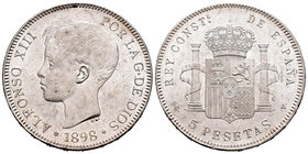 Alfonso XIII (1886-1931). 5 pesetas. 1898*18-98. Madrid. SGV. (Cal-27). Ag. 24,96 g. Brillo original. EBC+. Est...70,00.