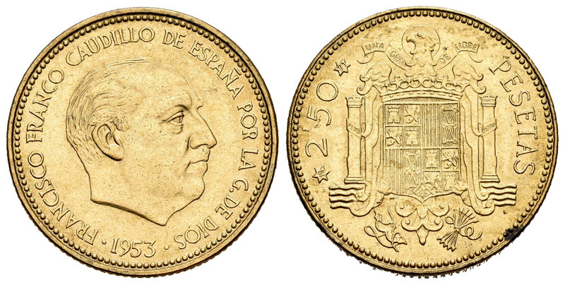 Estado Español (1936-1975). 2,5 pesetas. 1953*19-71. Madrid. (Cal-73). 7,39 g. P...