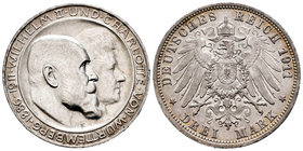 Alemania. Wurttemberg. Wilhelm II. 3 marcos. 1911. Freudenstadt. F. (Km-636). Ag. 16,65 g. EBC+. Est...50,00.