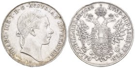 Austria. Franz Joseph I. 1 thaler. 1852. Viena. A. (Km-2243.1). Ag. 25,92 g. Golpecitos en el canto. EBC. Est...250,00.