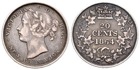 Canadá. Victoria. 20 cents. 1964. New Brunswick. (Km-9). Ag. 4,55 g. Escasa. MBC-. Est...140,00.