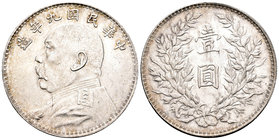 China. Yuan Shih Kai. 1 dollar. 1920 (Año 9). (Km-Y329.6). Ag. 26,90 g. Brillo original. EBC+/SC-. Est...300,00.